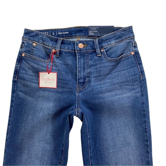 Talbots Classics Flawless Slim Ankle Medium Wash Jeans Sz 2 x28 Slim Denim NWT - Picture 2 of 14